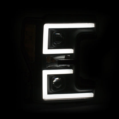 Projector Headlights W/ U-Bar Switchback Black W/ Amber Ford F-250 Super Duty/F-350/F-450 Super Duty 2017-2019 AnzoUSA-2