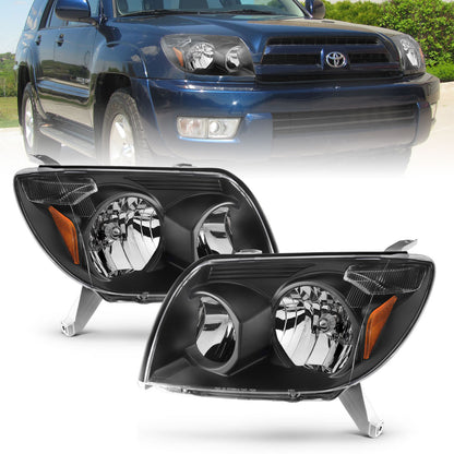 Headlight Set Crystal Headlights Black Toyota 4Runner 2003-2005 AnzoUSA