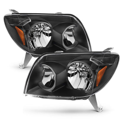 Headlight Set Crystal Headlights Black Toyota 4Runner 2003-2005 AnzoUSA-1