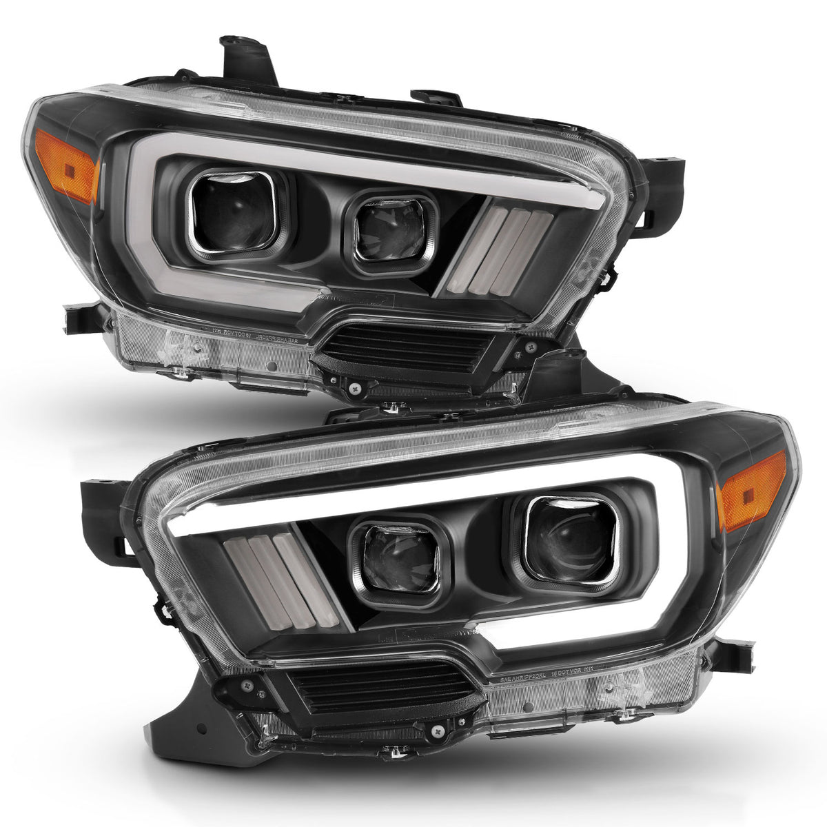 Projector Headlights W/ Plank Style Switchback Black W/ Amber W/ DRL Toyota Tacoma 2016-2023 AnzoUSA-3