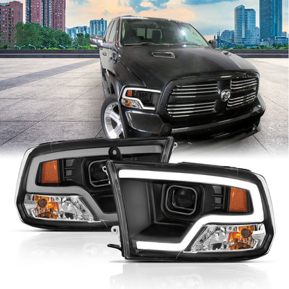 Projector Headlights Plank Style Design BlackRam 1500/2500/3500 2011-2018 AnzoUSA
