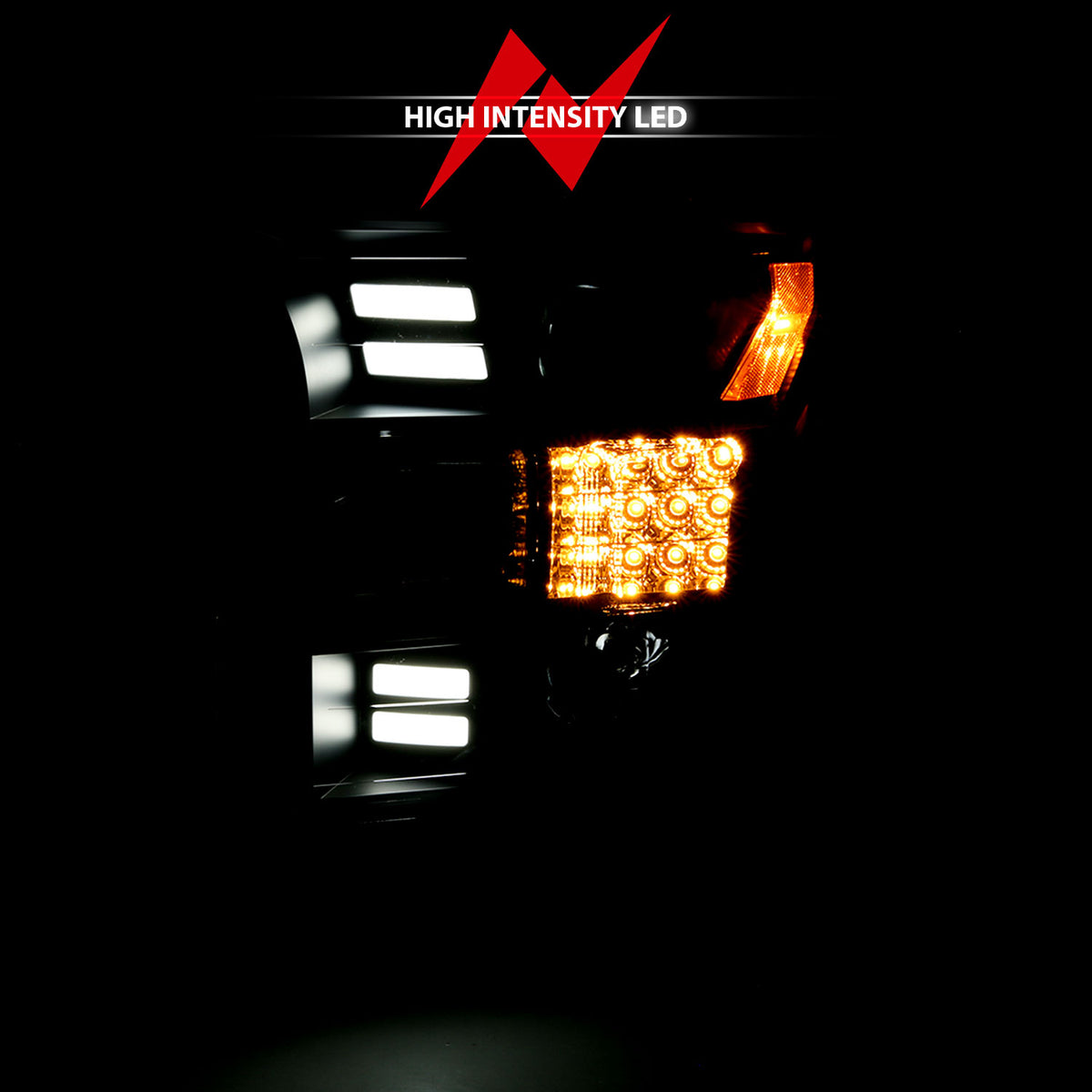 Projector Headlights W/ Plank Style Design Black W/ Amber Sequential Turn Signal Ford F-150 2015-2017 AnzoUSA-6