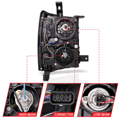 Projector Headlights W/ Plank Style Switchback Chrome W/ Amber Chevrolet Silverado 1500 2014-2015 AnzoUSA-4