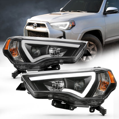 Projector Headlights W/ Plank Style Switchback Black W/ Amber Toyota 4Runner 2014-2021 AnzoUSA