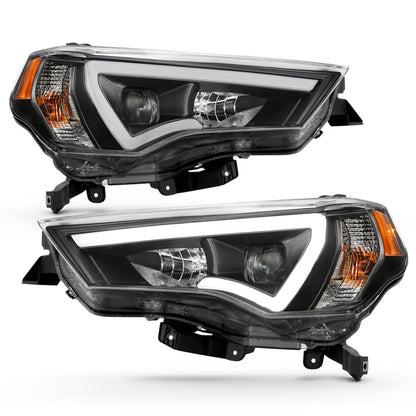 Projector Headlights W/ Plank Style Switchback Black W/ Amber Toyota 4Runner 2014-2021 AnzoUSA-1