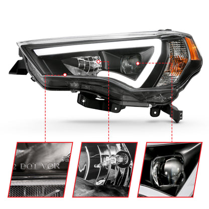 Projector Headlights W/ Plank Style Switchback Black W/ Amber Toyota 4Runner 2014-2021 AnzoUSA-2