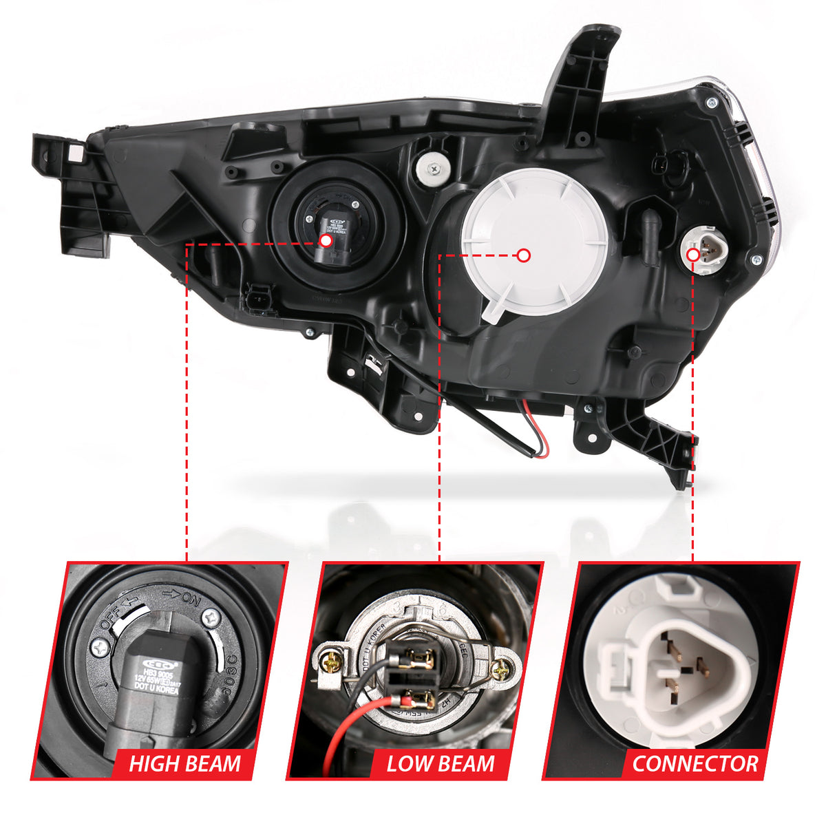 Projector Headlights W/ Plank Style Switchback Black W/ Amber Toyota 4Runner 2014-2021 AnzoUSA-4