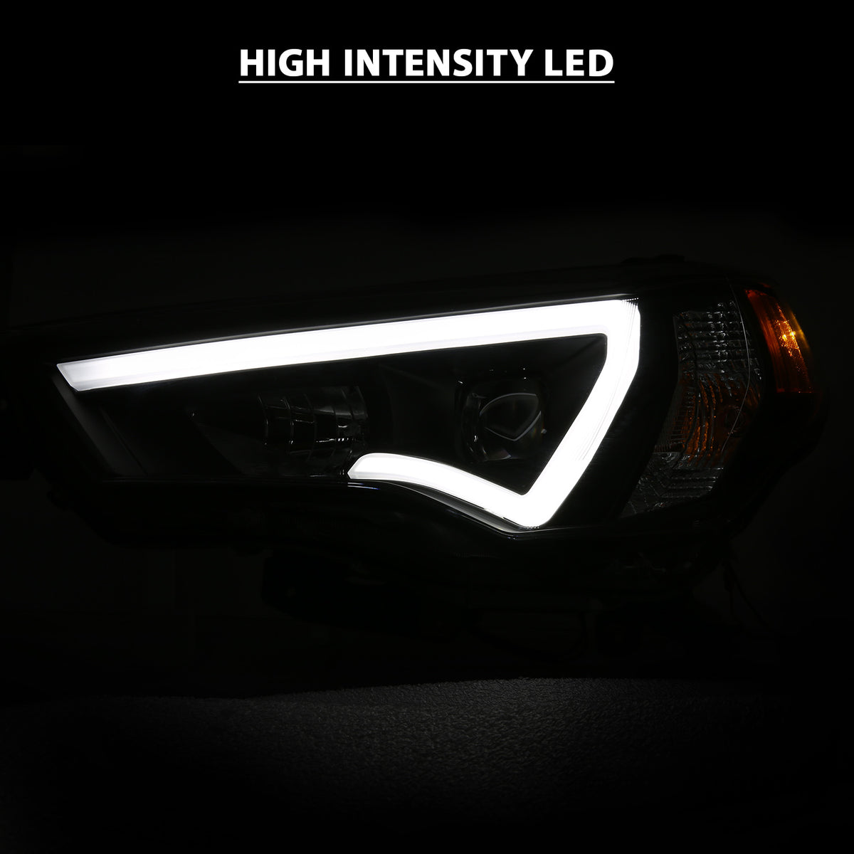 Projector Headlights W/ Plank Style Switchback Black W/ Amber Toyota 4Runner 2014-2021 AnzoUSA-5