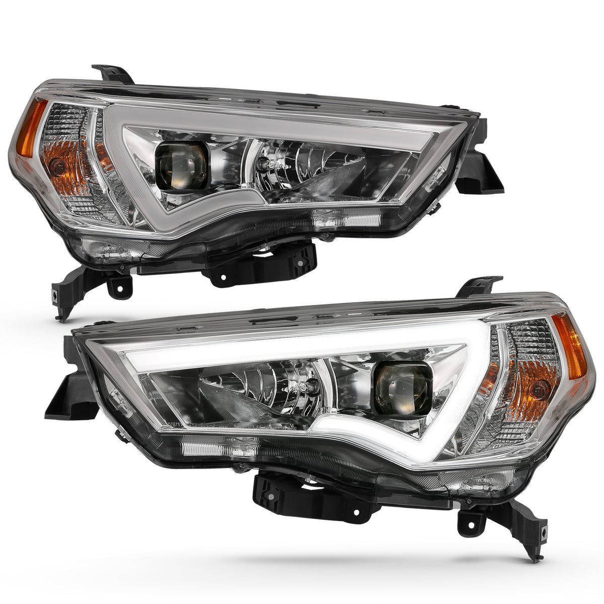 Projector Headlights W/ Plank Style Switchback Chrome W/ Amber Toyota 4Runner 2014-2021 AnzoUSA-1