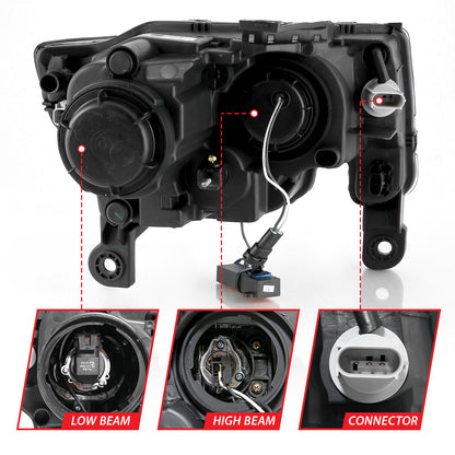 Projector Headlights W/ Plank Style Switchback Black W/ Amber Jeep Grand Cherokee 2017-2021, Cherokee WK 2022 AnzoUSA-7