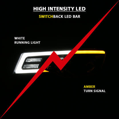 Projector Headlights W/ Plank Style Switchback Black W/ Amber Jeep Grand Cherokee 2017-2021, Cherokee WK 2022 AnzoUSA-8