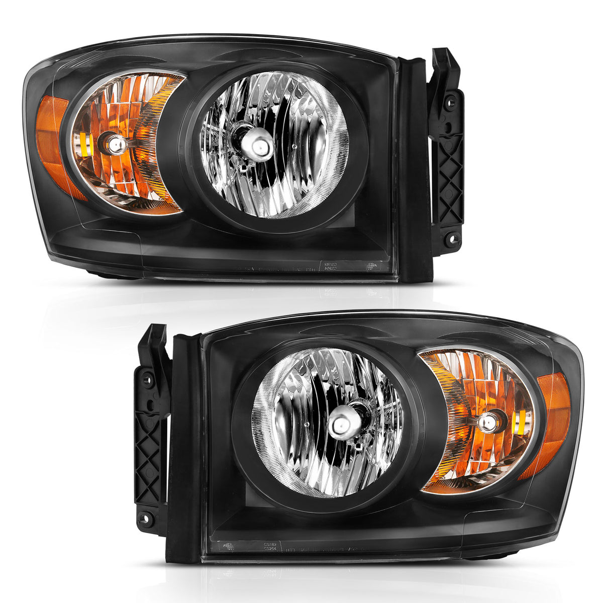 Crystal Headlight Black Amber Dodge Ram 1500/2500/3500 2006-2008 AnzoUSA