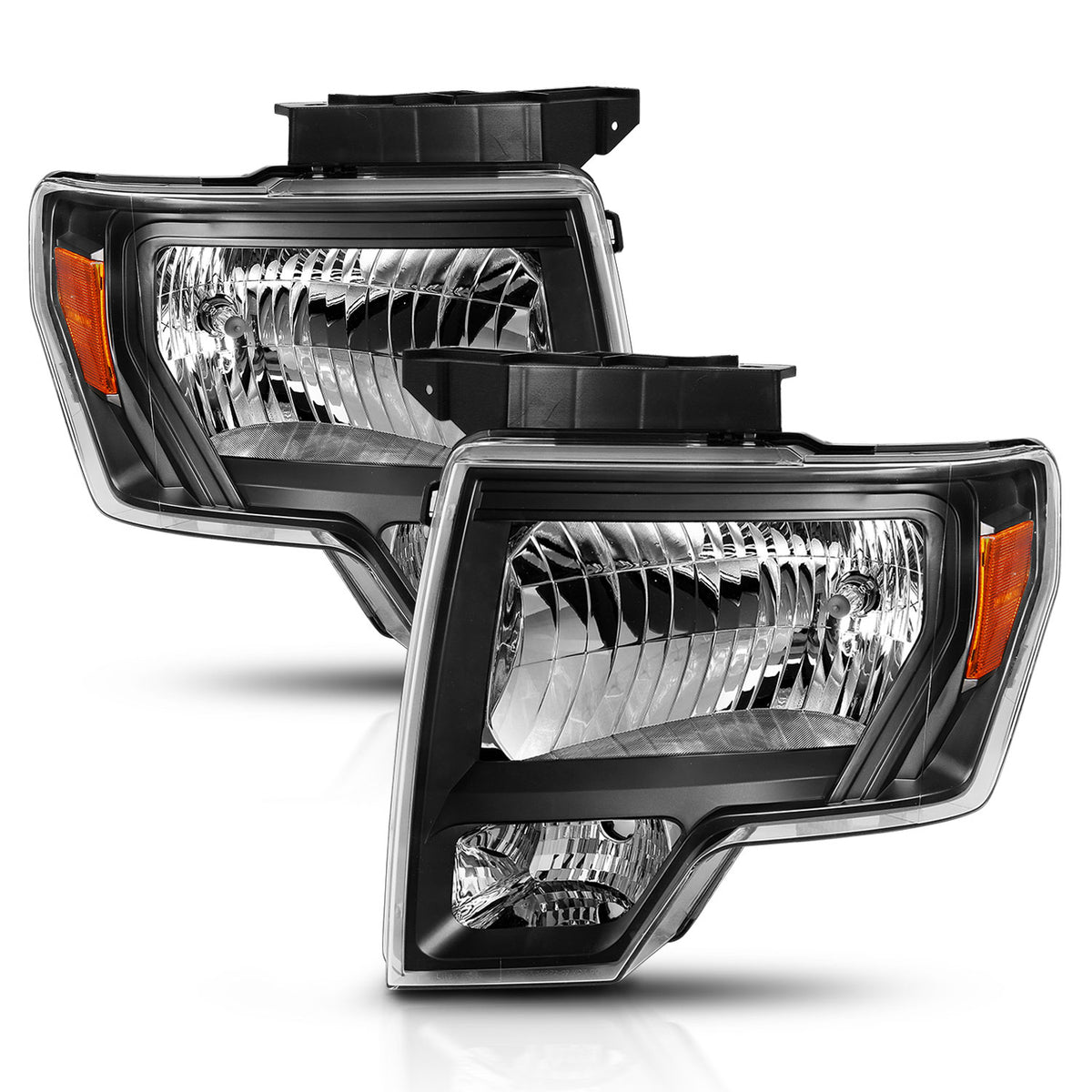 Crystal Headlight Black Amber Ford F-150 2009-2013 AnzoUSA-1