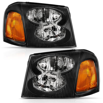 Crystal Headlight Black Amber GMC Envoy 2002-2009 AnzoUSA