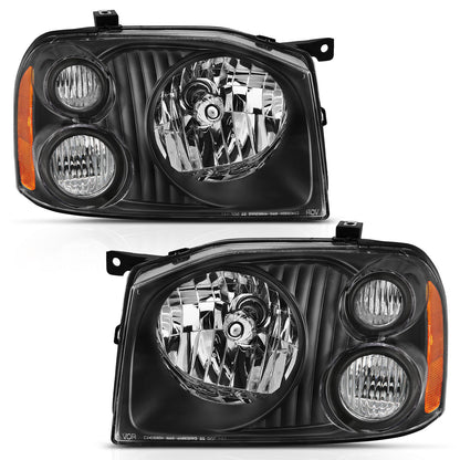 Crystal Headlight Black Amber Reflector Nissan Frontier 2001-2004 AnzoUSA