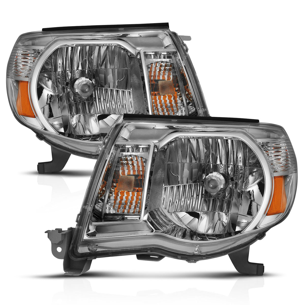 Crystal Headlight Chrome Amber Toyota Tacoma 2005-2011 AnzoUSA-1