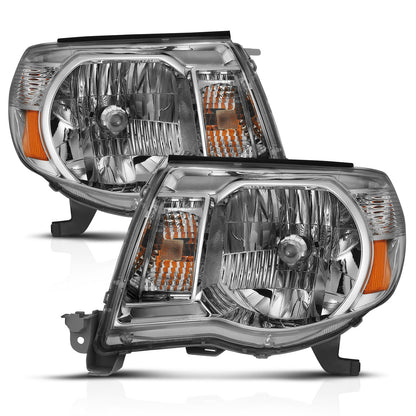 Crystal Headlight Chrome Amber Toyota Tacoma 2005-2011 AnzoUSA-1