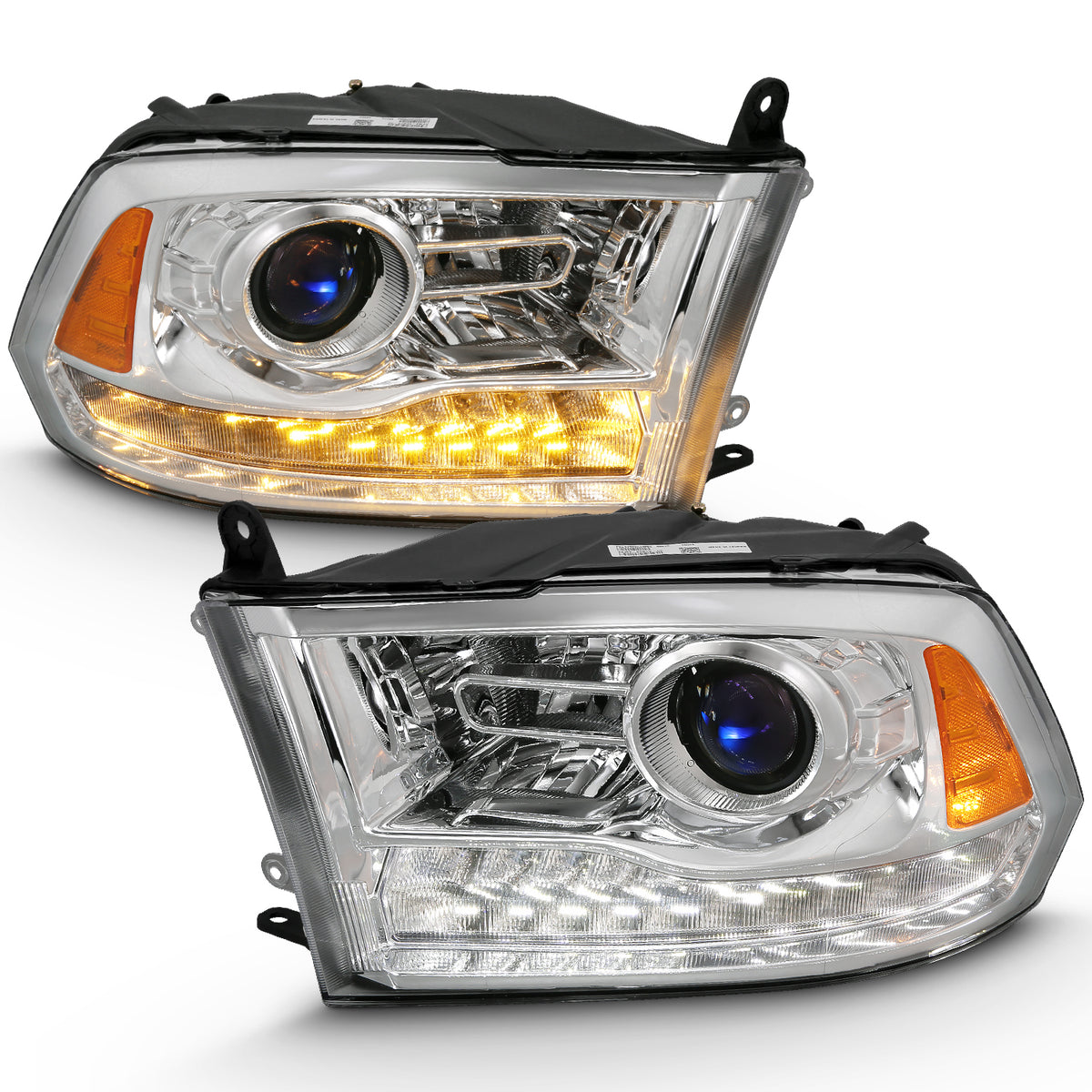 Projector Headlights W/ Halo Projector Plank Style Switchback H.l Halo Chrome Amber (Oe Style)Ram 1500/2500/3500 2011-2018 AnzoUSA