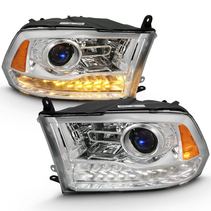 Projector Headlights W/ Halo Projector Plank Style Switchback H.l Halo Chrome Amber (Oe Style)Ram 1500/2500/3500 2011-2018 AnzoUSA