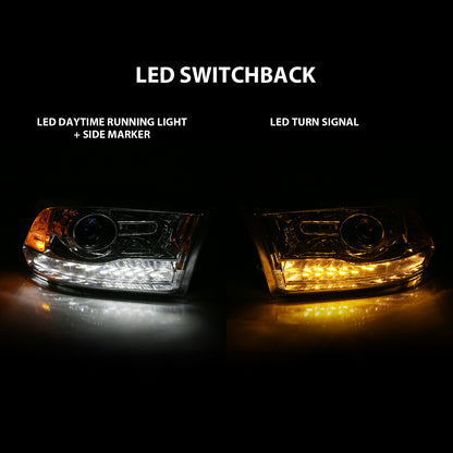 Projector Headlights W/ Halo Projector Plank Style Switchback H.l Halo Chrome Amber (Oe Style)Ram 1500/2500/3500 2011-2018 AnzoUSA-5
