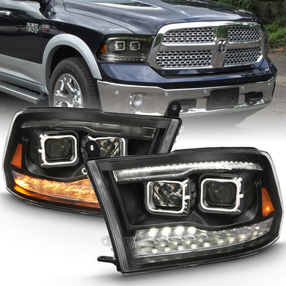 Projector Headlights Black Housing W/SwitchbackRam 1500/2500/3500 2011-2018 AnzoUSA