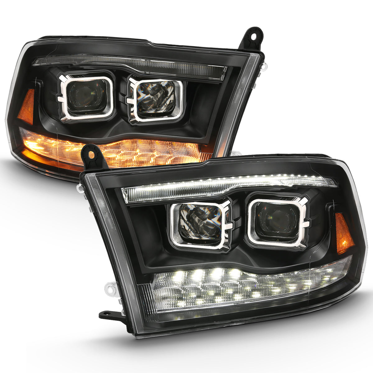 Projector Headlights Black Housing W/SwitchbackRam 1500/2500/3500 2011-2018 AnzoUSA-1