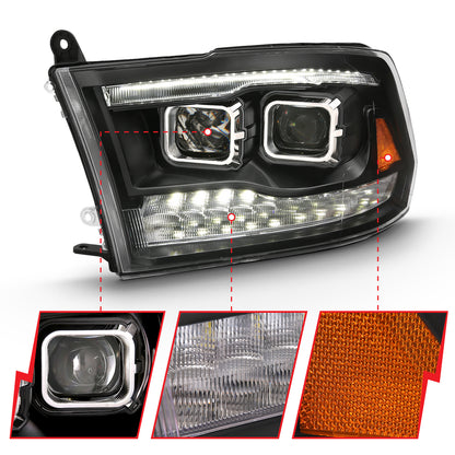 Projector Headlights Black Housing W/SwitchbackRam 1500/2500/3500 2011-2018 AnzoUSA-2