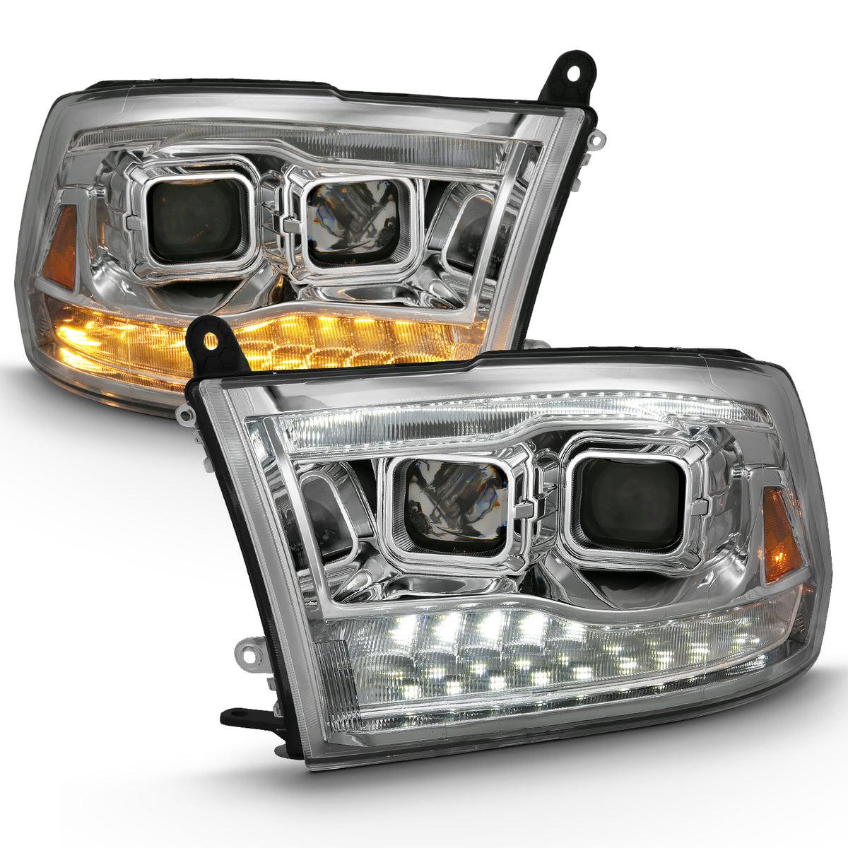Projector Headlights Chrome Housing W/SwitchbackRam 1500/2500/3500 2011-2018 AnzoUSA-1
