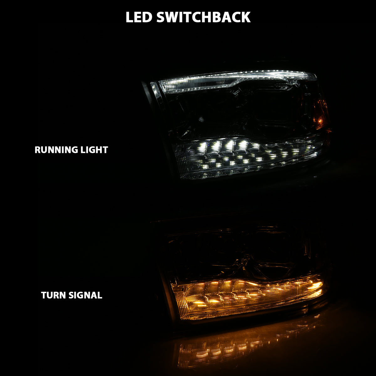 Projector Headlights Chrome Housing W/SwitchbackRam 1500/2500/3500 2011-2018 AnzoUSA-7