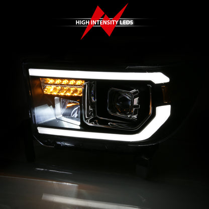 Projector Headlights Plank Style Black Housing (LED High Beam, Halogen Bulb Version) Toyota Sequoia 2008-2017, Toyota Tundra 2007-2013 AnzoUSA-5