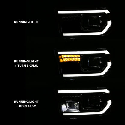 Projector Headlights Plank Style Black Housing (LED High Beam, Halogen Bulb Version) Toyota Sequoia 2008-2017, Toyota Tundra 2007-2013 AnzoUSA-6