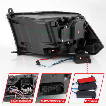 LED Projector Headlights LED Projector Plank Style Switchback H.l Halo Black Amber (Oe Style)Ram 1500/2500/3500 2011-2018 AnzoUSA-4