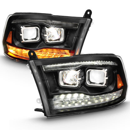 LED Projector Headlights LED Projector Plank Style Switchback H.l Halo Black Amber (Oe Style)Ram 1500/2500/3500 2011-2018 AnzoUSA-7