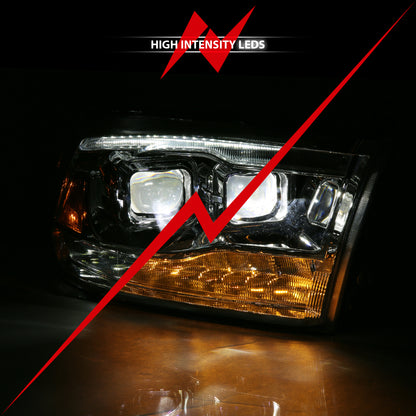 LED Projector Headlights LED Projector Plank Style Switchback H.l Halo Chrome Amber (Oe Style)Ram 1500/2500/3500 2011-2018 AnzoUSA-5