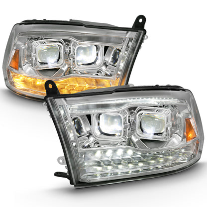 LED Projector Headlights LED Projector Plank Style Switchback H.l Halo Chrome Amber (Oe Style)Ram 1500/2500/3500 2011-2018 AnzoUSA-7