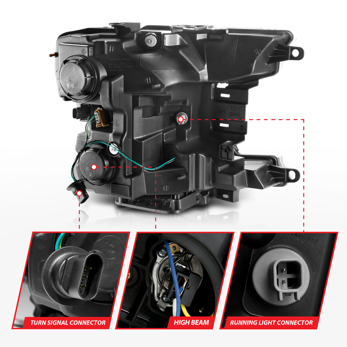 Projector Headlights Plank Style Headlight Black Amber (Without Switchback) Ford F-150 2018-2020 AnzoUSA-4