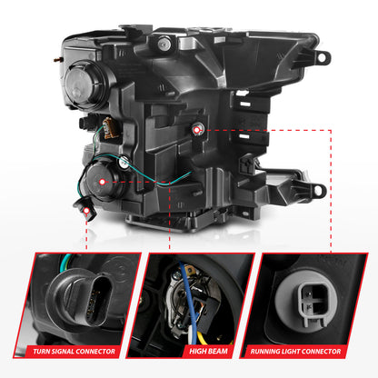 Projector Headlights Plank Style Headlight Black Amber (Without Switchback) Ford F-150 2018-2020 AnzoUSA-4
