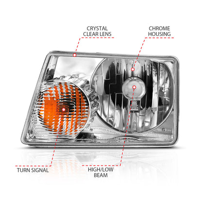 Crystal Headlight Chrome Ford Ranger 2001-2011 AnzoUSA-3
