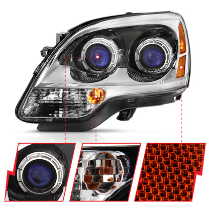 Crystal Headlight Chrome Amber (Oe) GMC Acadia 2007-2012 AnzoUSA-2