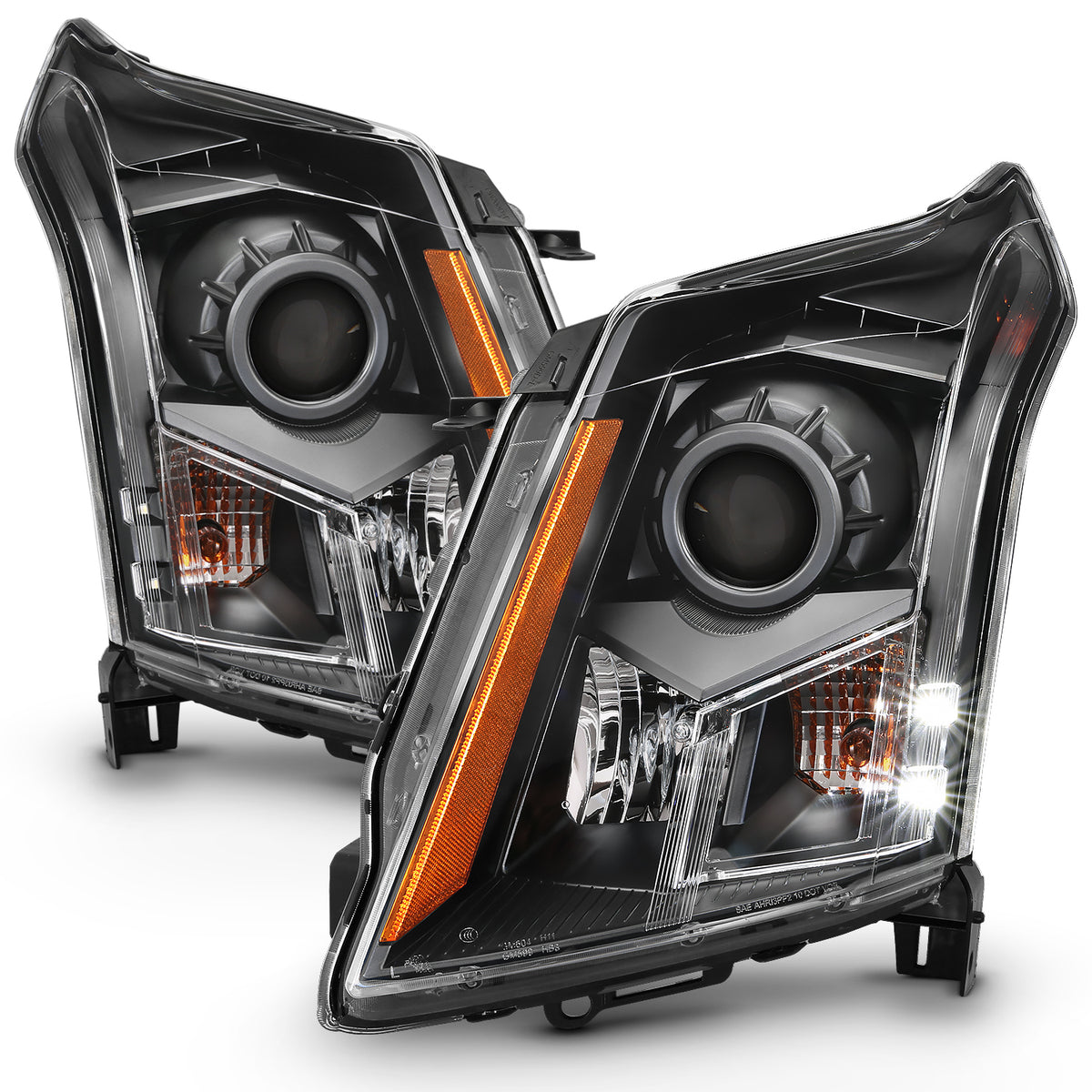 Projector Headlights H.l Black Amber (Oe) Cadillac SRX 2010-2016 AnzoUSA-1