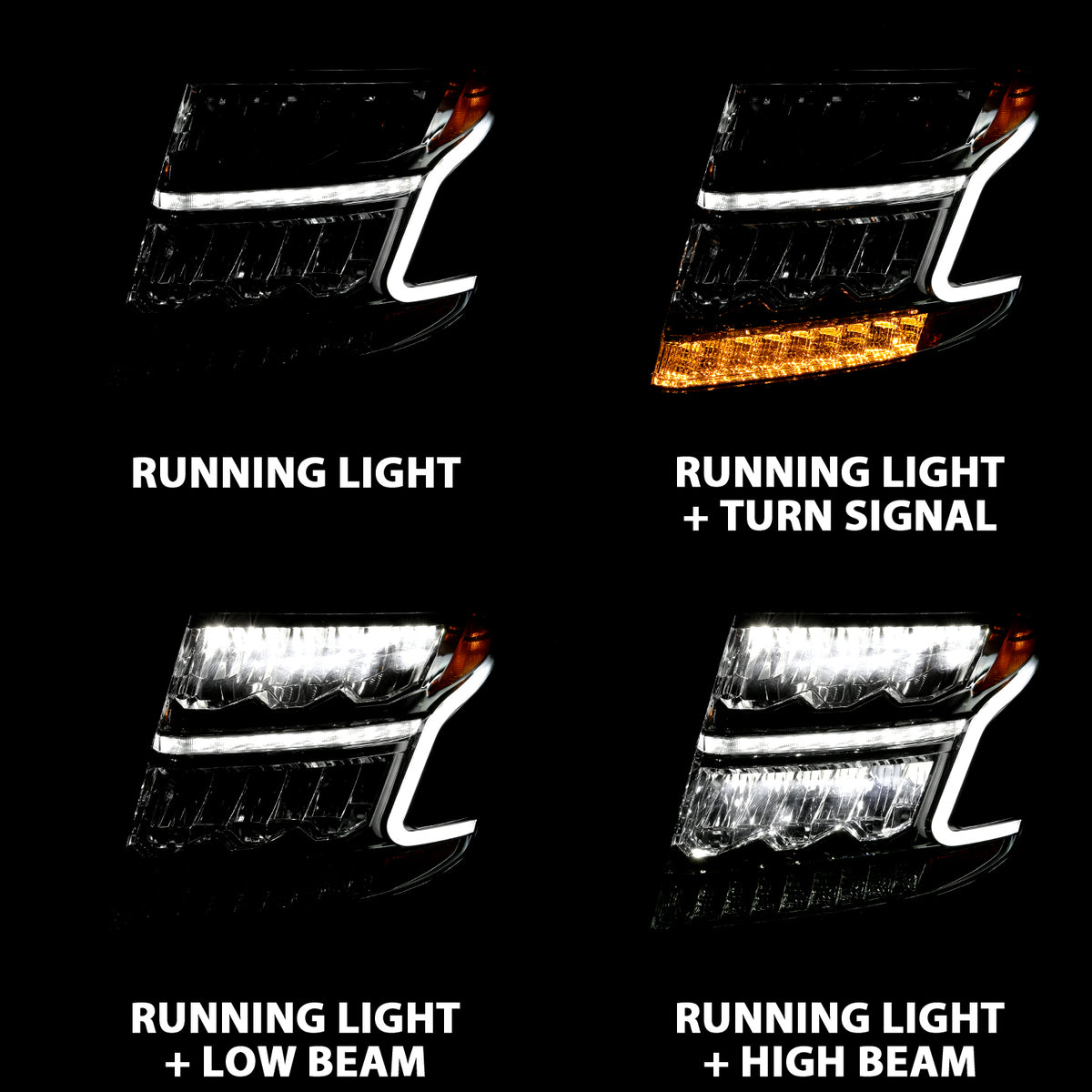 LED Crystal Headlights LED Plank Style Chrome Clear W/Sequential Amber Pair Chevrolet Suburban/Tahoe 2015-2020 AnzoUSA-6