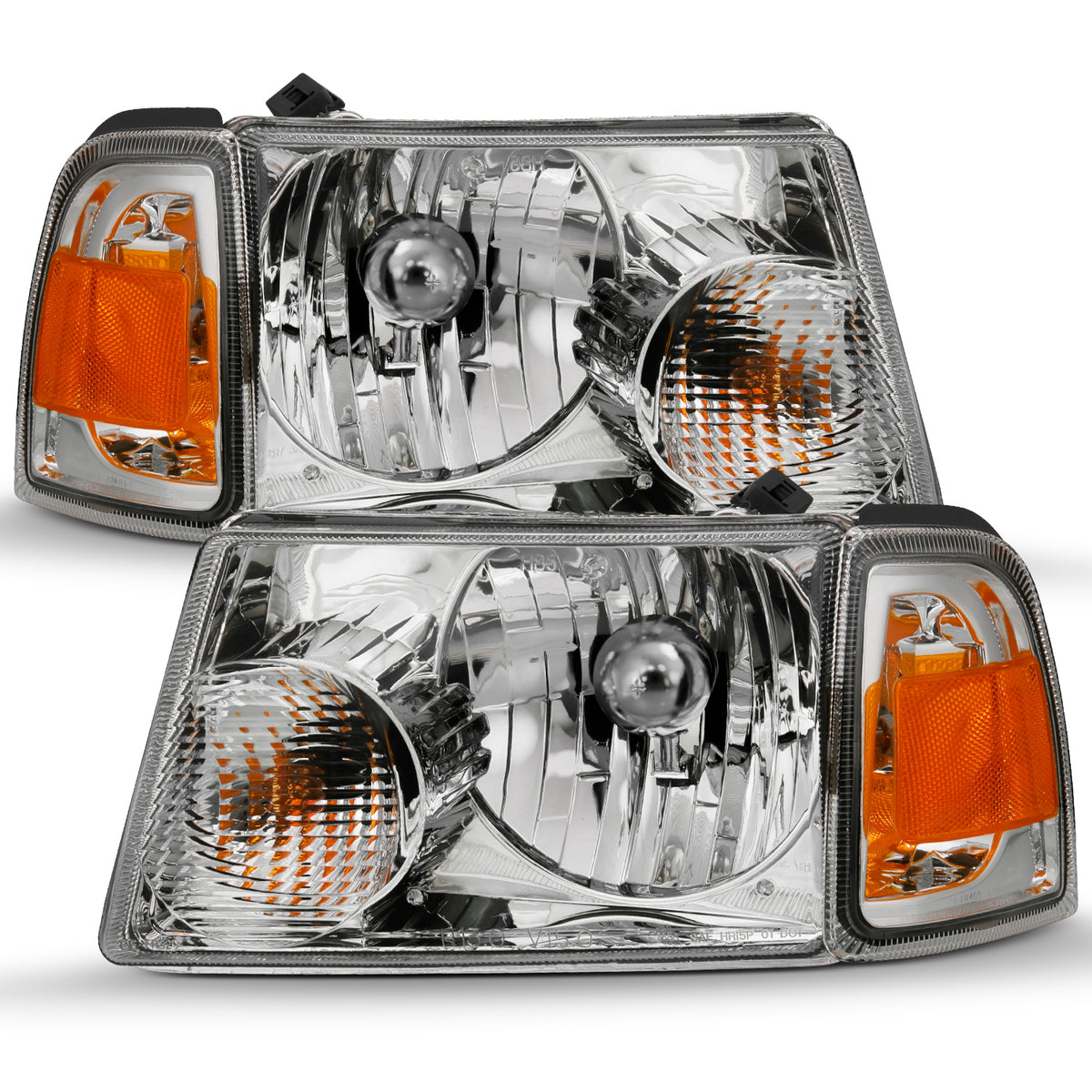 Headlight Set Crystal Headlights Chrome W/ Corner Lights Ford Ranger 2001-2011 AnzoUSA-1