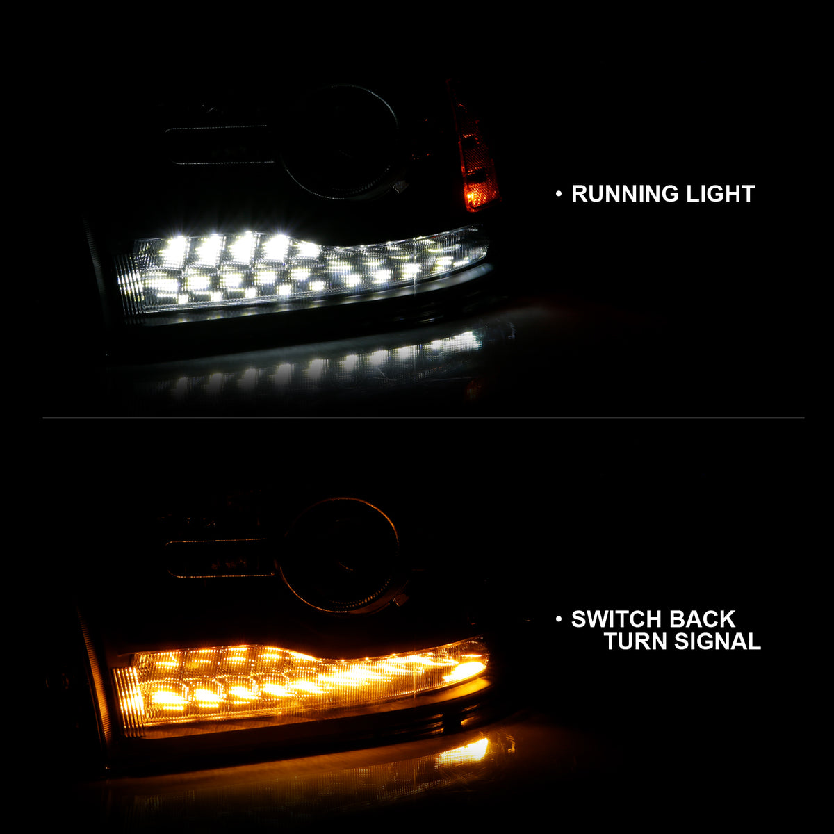 Projector Headlights Plank Style Switchback Matte Black Housing Clear Lens PairRam 1500/2500/3500 2011-2018 AnzoUSA-1