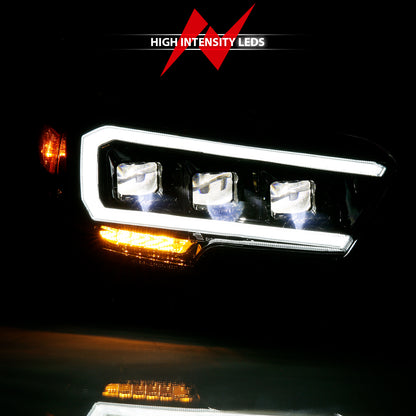 Headlight Set LED Projector Headlights Plank Stye Black Housing Clear Lens Pair Toyota Tacoma 2016-2023 AnzoUSA-5