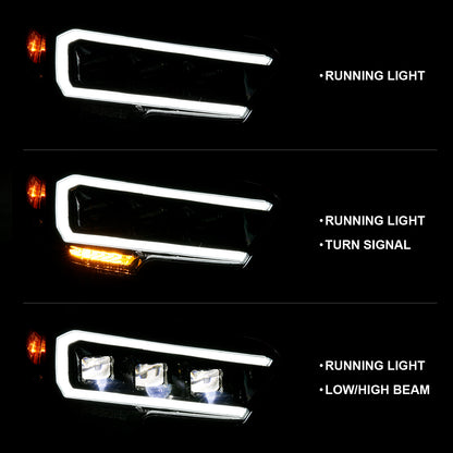 Headlight Set LED Projector Headlights Plank Stye Black Housing Clear Lens Pair Toyota Tacoma 2016-2023 AnzoUSA-6