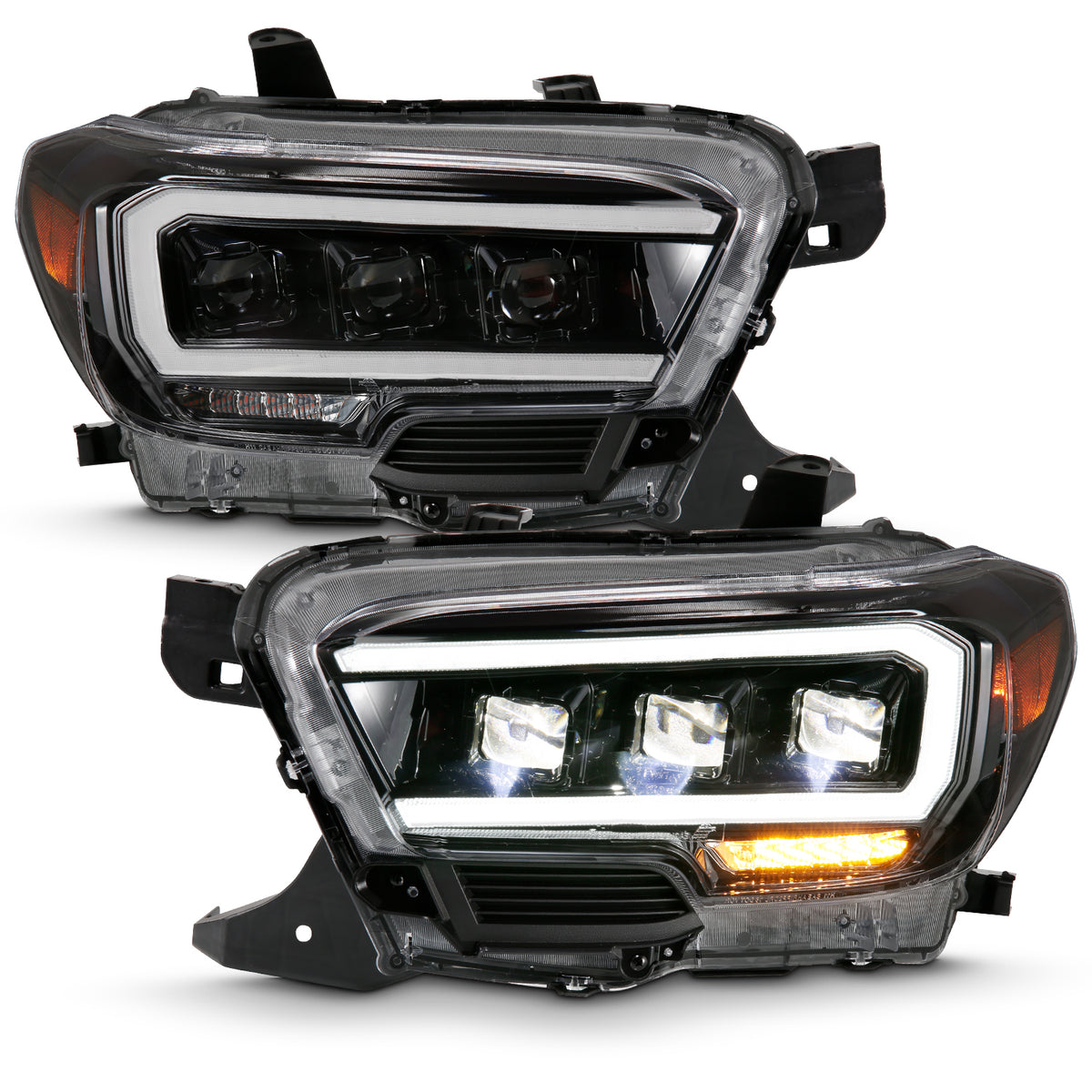 Headlight Set LED Projector Headlights Plank Stye Black Housing Clear Lens Pair Toyota Tacoma 2016-2023 AnzoUSA-7