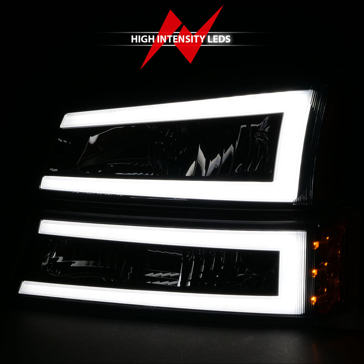Crystal Headlight Set W/ LED Light Bar Style Black Housing Clear Lens Pair Chevrolet Avalanche 1500/Avalanche/Avalanche Silverado 2500 2003-2006, Chevrolet Silverado 1500/1500 HD/2500 HD/3500 2003-2007 AnzoUSA-5