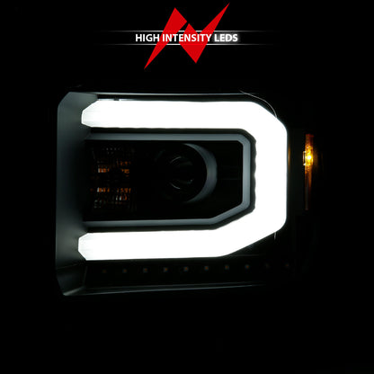 Projector Headlights W/ Plank Style Black Housing Clear Lens Pair GMC Sierra/1500 2014-2015, GMC Sierra 2500 HD/3500 HD 2015-2019 AnzoUSA-5