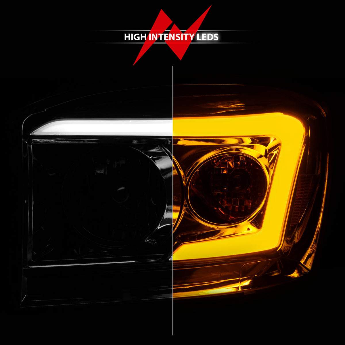 Crystal Headlight W/ Light Bar Switchback Chrome Housing Clear Lens Ram 1500 06-08 / Ram 2500/3500 06-09 Crystal Switchback C Bar Headlights Chrome Dodge Ram 1500/2500/3500 2006-2008 AnzoUSA-5