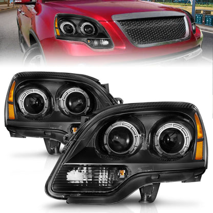 Projector Headlights Black Housing Clear Lens Pair GMC Acadia 2007-2012 AnzoUSA